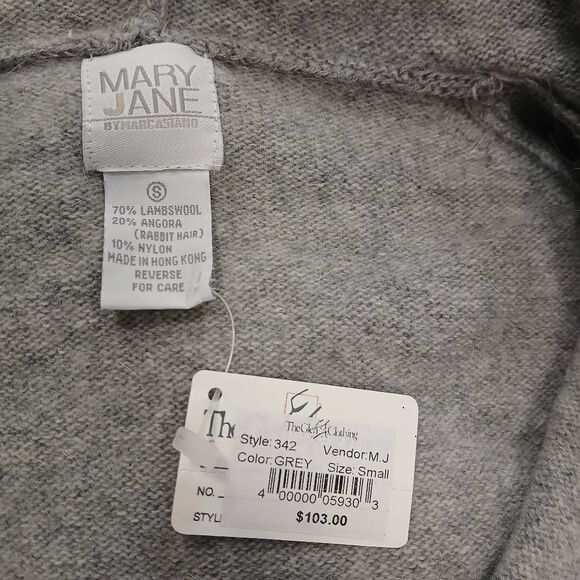 Mary Jane womens small angora wool full zip gray sweater hoodie - Picture 7 of 9